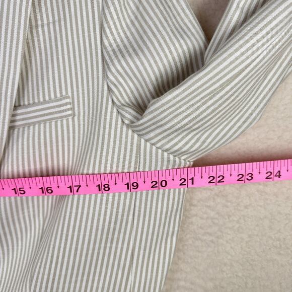 Preston & York Blazer Womens‎ 12 Beige White Striped Single Button Career Jacket - Picture 11 of 13